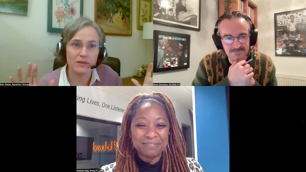 Screen grab from ¡AU! session with Ellen Walker, Simon Devereux & Amanda Sapp