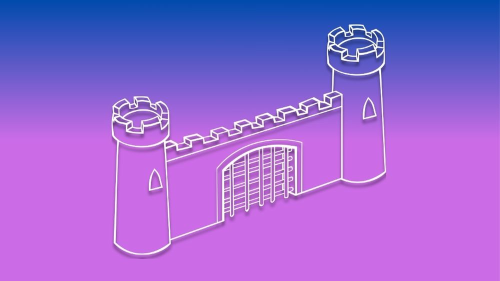 Castle over a blue and violet background